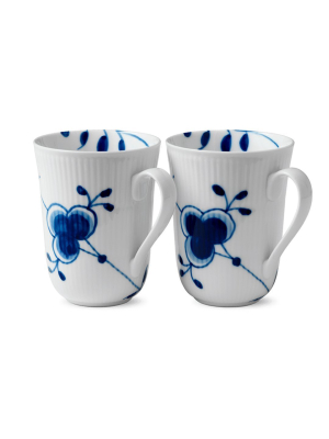 Blue Fluted Mega Mugs - Set Of 2