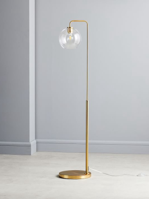 Sculptural Glass Globe Floor Lamp - Clear