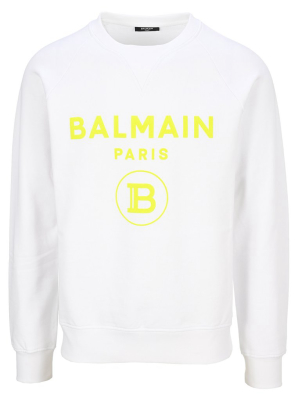 Balmain Flocked Logo Crewneck Sweatshirt