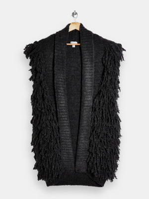 Charcoal Grey Textured Knitted Gilet