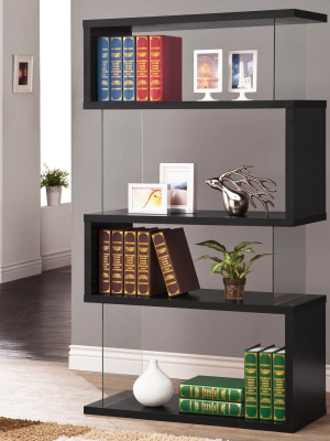 Coaster Home Furniture Asymmetrical Snaking Home Living Room Bookshelf, Black