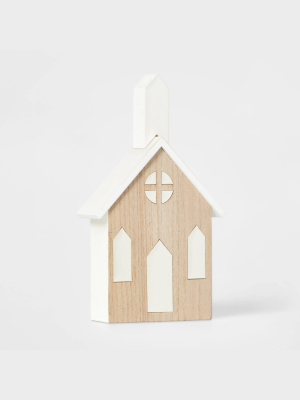 Wood & Enamel Church Decorative Figurine White - Wondershop™