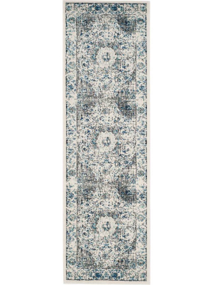 Evoke Medallion Gray/ivory Runner Rug