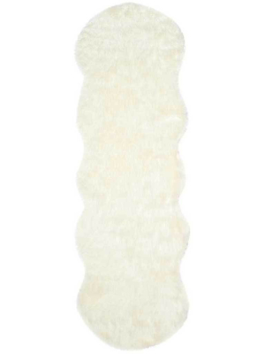 Faux Sheepskin Pelt Alt Ivory Runner Rug