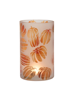 Transpac Glass 8 In. Multicolor Harvest Pumpkin Candle Holder