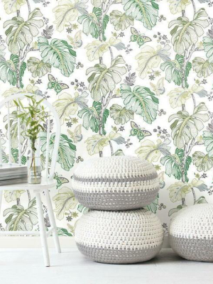 Boho Palm Peel & Stick Wallpaper In Green By Roommates For York Wallcoverings