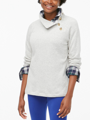 Wide Button-collar Tunic Sweatshirt