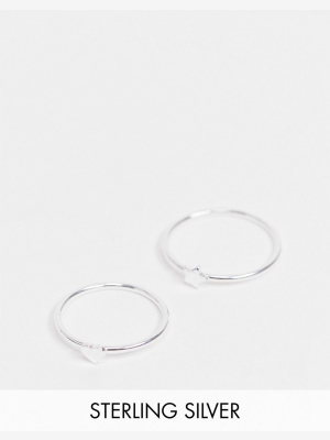 Asos Design Pack Of 2 Sterling Silver Rings With Tiny Star And Heart