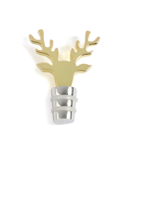 Reindeer Bottle Stopper - Gold - Shiraleah