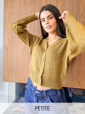 Vila Petite Cropped Cardigan In Tan