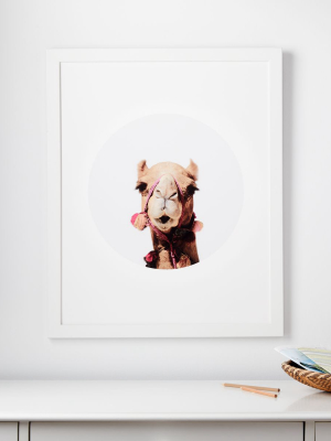 Happy Camel With Pink Bridle Framed Wall Art