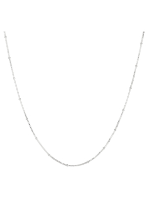 Box Chain Necklace With Crimp Beads In Sterling Silver - 16"