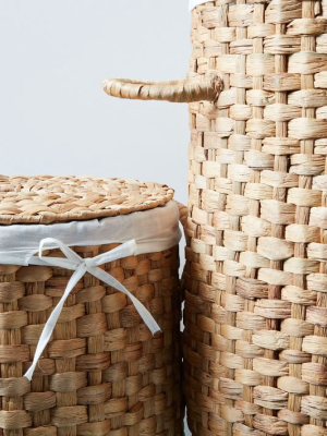 Round Weave Laundry Baskets - Natural