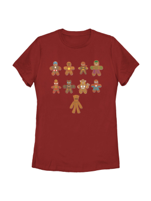 Women's Marvel Christmas Gingerbread Cookie Avengers T-shirt