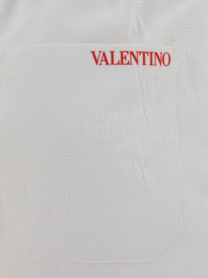 Valentino Camouwhite Print Bermuda Shorts