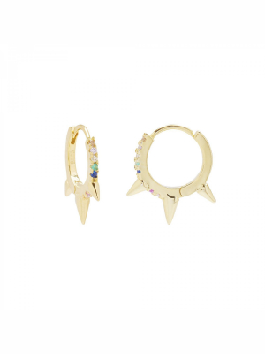 Rowan Triple Spike Cz Hoops - 14k Gold Over Sterling Silver