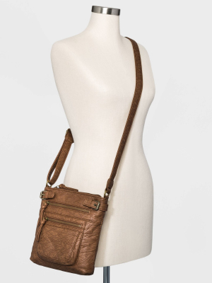 Bueno Zip Closure Crossbody Bag - Brown