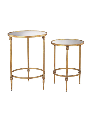 Alcazar Accent Tables In Antique Gold And Mirror (set Of 2)