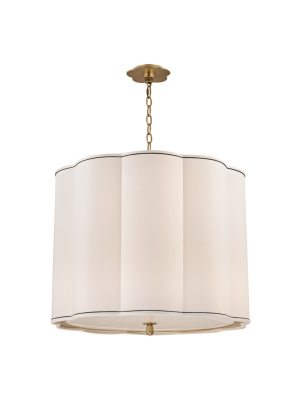 Hudson Valley Lighting Sweeny 5-bulb Chandelier - Aged Brass & White With Navy Blue Trim