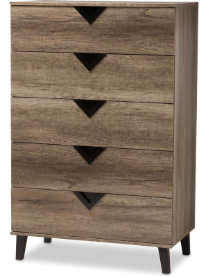 Waverly 5-drawer Chest Light Brown