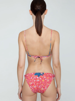 Rings Low Rise Bikini Bottom - Red Fleur Print