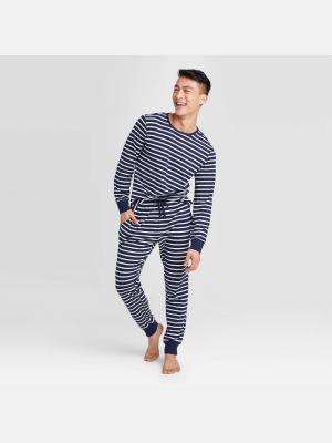Men's Striped Pajama Set - Navy