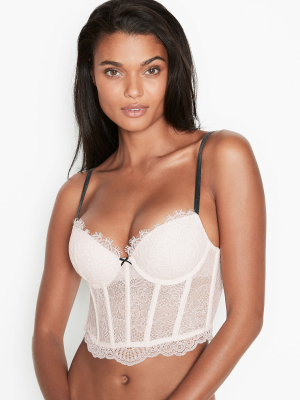 Dream Angels Lightly Lined Lace & Velvet Strap Bustier In Lace