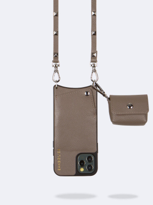 Avery Airpod Clip-on Pouch - Dark Taupe/silver
