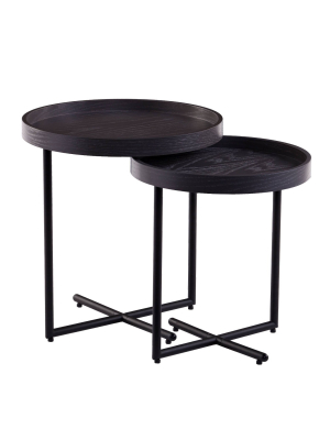 Set Of 2 Saphlox Nesting Accent Tables Washed Gray/black - Aiden Lane