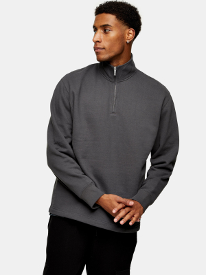 Gray 1/4 Neck Zip Sweatshirt