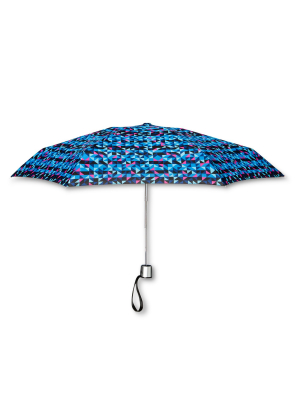 Shedrain Manual Compact Umbrella - Blue Geo