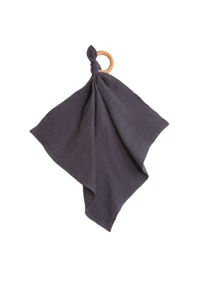 Som New York Indigo Blanket With Wooden Teether