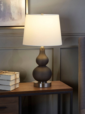 22" X 14" Reese Glass Gourd Silverwood Table Lamp (includes Led Light Bulb) Gray - Decor Therapy