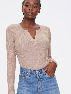 Ribbed Knit Long-sleeve Bodysuit