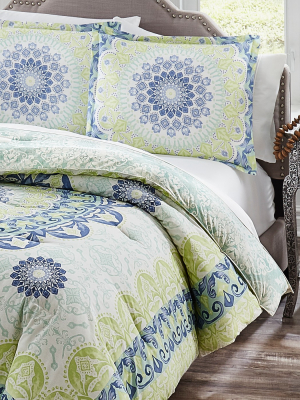 Spa Blue Gemology Reversible Comforter Set - Boho Boutique