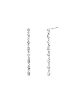 Infinity Diamond Drop Earrings - White Gold