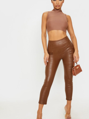 Chocolate Daysha Cropped Faux Leather Pants