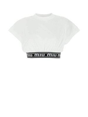 Miu Miu Logo Tape Cropped T-shirt