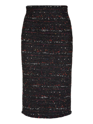 Alexander Mcqueen Tweed Frayed Hem Pencil Skirt