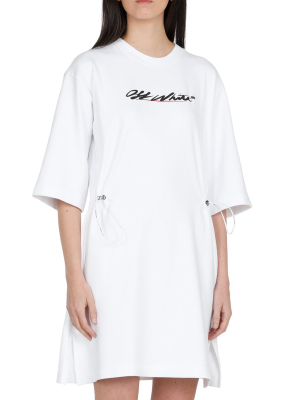 Off-white Drawstring Waist T-shirt Dress