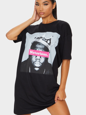 Notorious Slogan Black T Shirt Dress