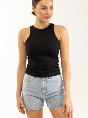 Easy Wear Rib Tank Black