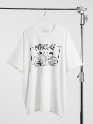 New Look Oversized T-shirt With Peanuts Cast Print In White