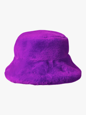 Violet Teddy Faux Fur Bucket Hat