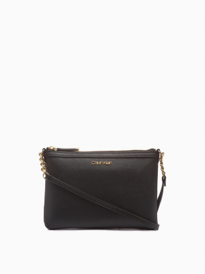 Saffiano Leather Shoulder Zip Bag