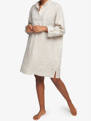 Short Sleep Shirt Sand Linen