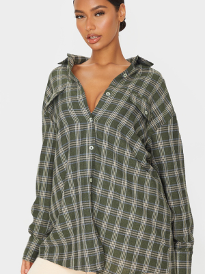 Forest Green Checked Oversized Shirt