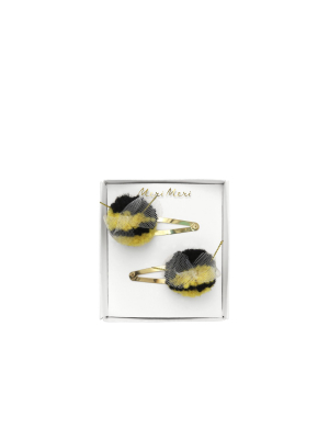 Meri Meri - Bumblebee Pompom Hair Clips - Hair Clips And Pins - 2ct
