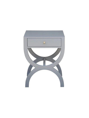 Alexis One Drawer Side Table In Matte Grey Lacquer