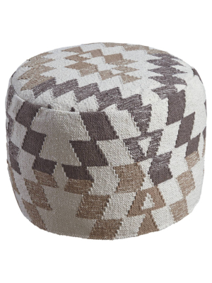 Abraham Moroccan Inspired Pouf White/brown - Signature Design By Ashley